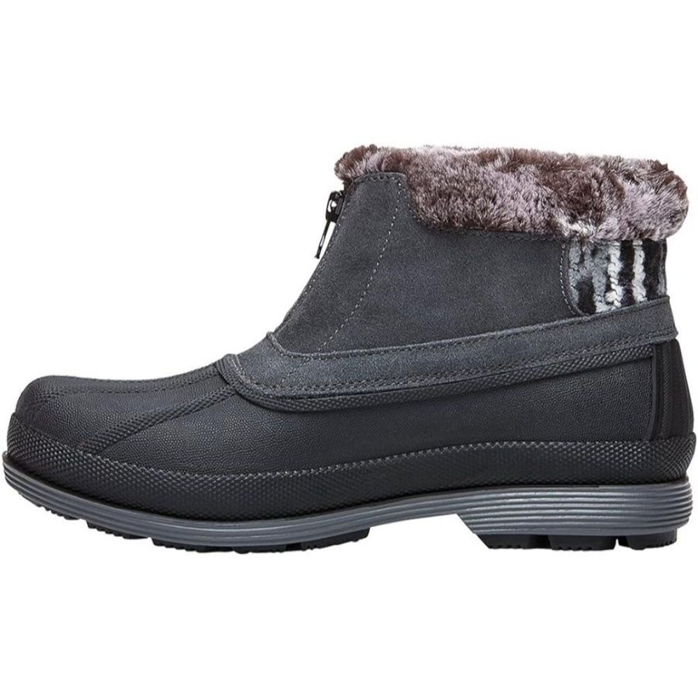 Propét Women's Lumi Grey Ankle Boots Booties multi-lined front zip sz 10 XX 4E